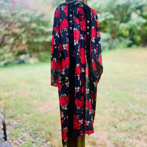 The Kooples Silk Sleeping Roses Printed Kimono - Picture 6 of 12